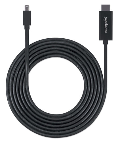 Manhattan Mini DisplayPort 1.1 to HDMI Cable, 1080p@60Hz, 3m, Male to Male, Black, Three Year Warranty, Polybag