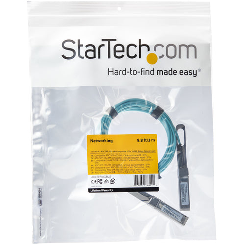 StarTech.com Dell EMC AOC-SFP-10G-3M Compatible 3m/9.84ft 10G SFP+ to SFP+ AOC Cable - 10GbE SFP+ Active Optical Fiber - 10Gbps SFP Plus/Mini GBIC/Transceiver Module Cable - ~Dell EMC AOC-SFP-10G-3M Compatible 3m/9.84ft 10G SFP+ to SFP+ AOC Cable - 10GbE