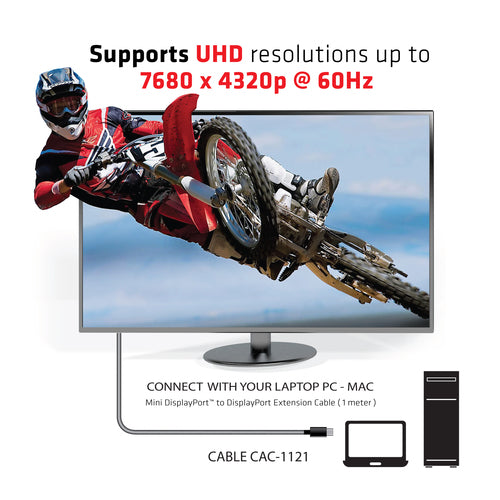 CLUB3D Mini DisplayPort to DisplayPort1.4 Extension Cable 8K60Hz DSC1.2 HBR3 HDR M/F 1m/3.28 ft