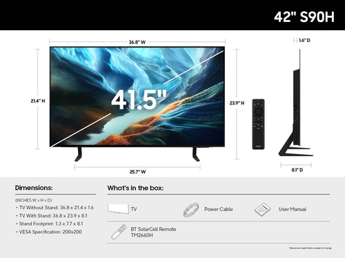 Samsung QN42S90HAEXZA TV 106.7 cm (42") 4K Ultra HD Smart TV Wi-Fi Black