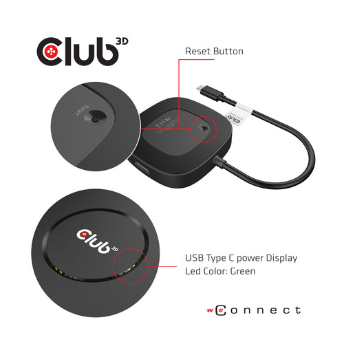 CLUB3D USB Type C 3.2 Gen 1 Multi Stream Transport (MST)Hub DisplayPort1.4 Triple Monitor