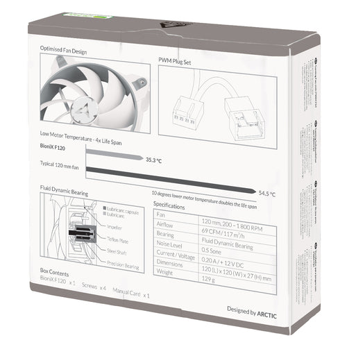 ARCTIC BioniX F120 (Grey/White) - Gaming Fan with PWM PST
