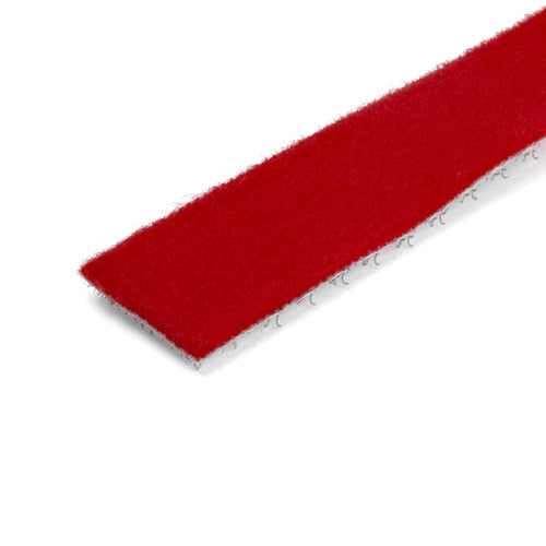 StarTech.com 50ft Hook and Loop Roll - Cut-to-Size Reusable Cable Ties - Bulk Industrial Wire Fastener Tape /Adjustable Fabric Wraps Red / Resuable Self Gripping Cable Management Straps
