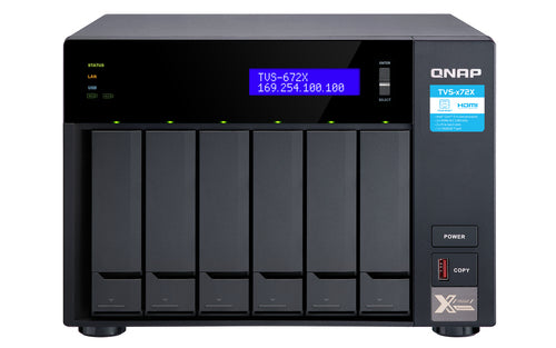 QNAP TVS-672X NAS Tower Intel® Core™ i3 i3-8100T 8 GB DDR4 0 TB QNAP Turbo System Black
