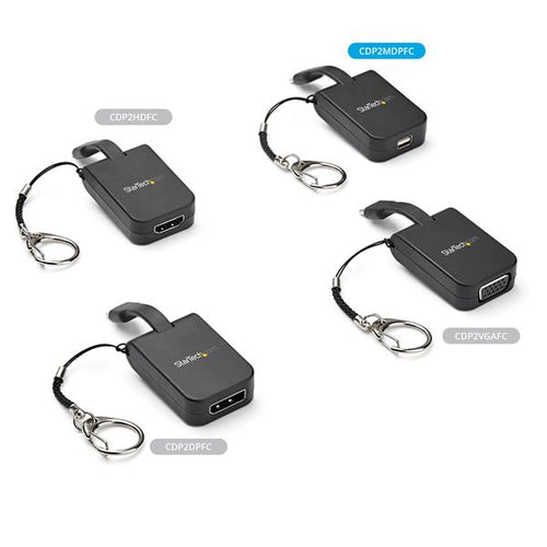 StarTech.com Compact USB C to Mini DisplayPort Adapter - 8K 60Hz/4K USB-C to mDP 1.4 Video Converter w/Keychain Ring - USB Type-C DP Alt Mode (HBR3 HDR DSC) to mDP Monitor - TB3 Compatible