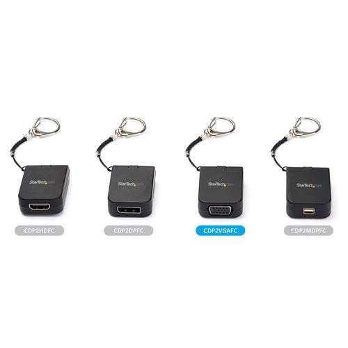 StarTech.com Compact USB C to VGA Adapter - 1080p USB Type-C to VGA Video Display Converter with Keychain Ring - Active USB-C DP Alt Mode to VGA Monitor Dongle - Thunderbolt 3 Compatible