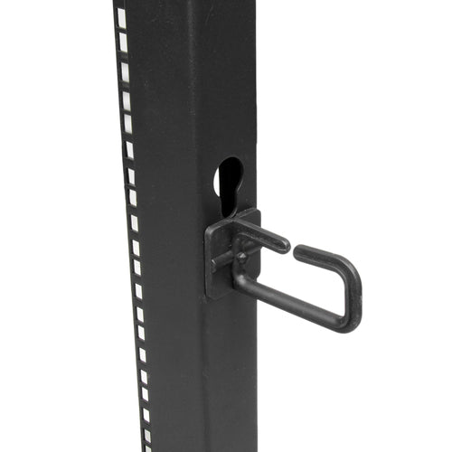 StarTech.com 4-Post 25U Mobile Open Frame Server Rack, Four Post 19in Network Rack with Wheels, Rolling Rack with Adjustable Depth for Computer/AV/Data/IT Equipment - Casters, Leveling Feet or Floor Mounting