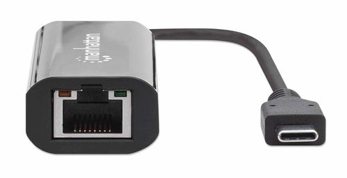 Manhattan USB-C to 2.5GBASE-T Gigabit (10/100/1000 Mbps & 2.5 Gbps) RJ45 Network Adapter, Multi-Gigabit Ethernet, Black, Three Year Warranty, Equivalent to US2GC30