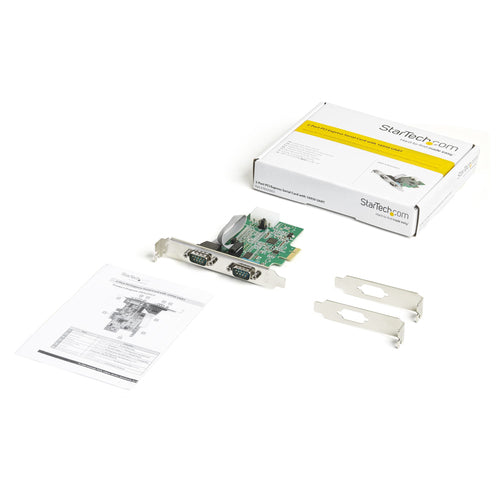 StarTech.com 2-port PCI Express RS232 Serial Adapter Card - PCIe RS232 Serial Host Controller Card - PCIe to Dual Serial DB9 Card - 16950 UART - Expansion Card - Windows & Linux