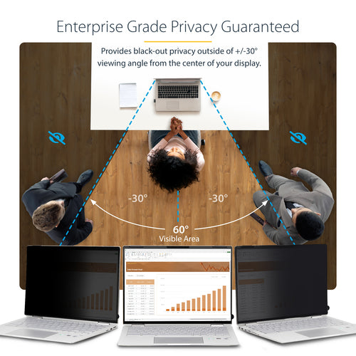 StarTech.com 14-inch 16:10 Flip-Over Privacy Screen with Touch, Anti-Glare Privacy Filter, Laptop Monitor Screen Protector with 51% Blue Light Reduction