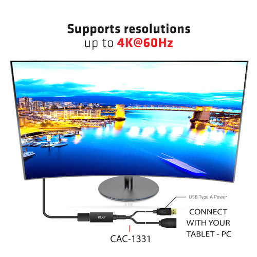 CLUB3D CAC-1331 video cable adapter 0.25 m HDMI DisplayPort Black