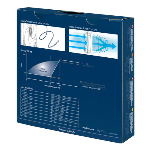 ARCTIC P12 TC - Pressure-optimised 120 mm Fan with Temperature Control