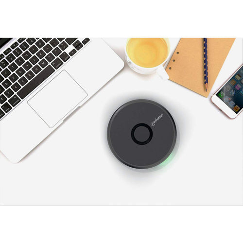 Manhattan Smartphone Wireless Charging Pad, QI certified, 10W, 7.5W and 5W charging, USB-C to USB-A cable included, USB-C input into pad, Cable 1.5m, Black, Three Year Warranty, Boxed