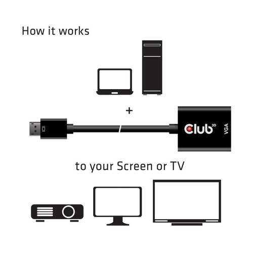 CLUB3D DisplayPort™ to VGA Black Active Adapter M/F