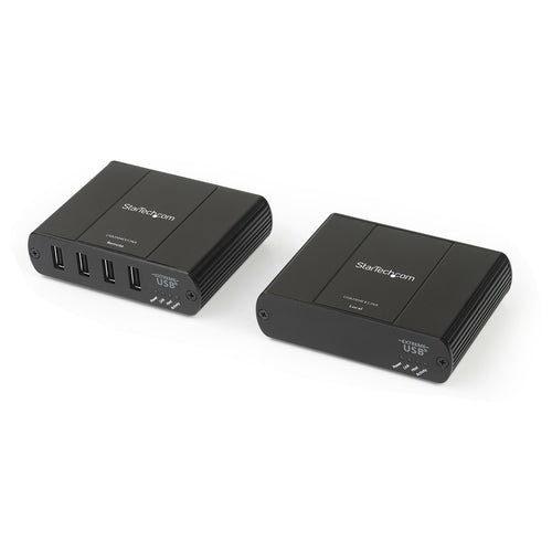 StarTech.com 4 Port USB 2.0 Extender Hub over Cat5e/Cat6 Ethernet Cable (RJ45) - 330ft/100m Industrial Metal USB Extender Adapter Kit w/ ESD Protection - Externally Powered - 480 Mbps