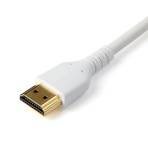 StarTech.com 3ft (1m) Slim HDMI 2.0 Cable, Flexible Premium Certified HDMI Cord with Ethernet, UHD 4K 60Hz HDR10, Durable Aramid Fiber Design with TPE Jacket, White