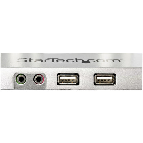 StarTech.com Desk Mount Dual Monitor Arm with USB & Audio - Desk Clamp VESA Mount for up to 32 inch Displays - 2x USB, 2x 3.5mm audio - Ergonomic Full Motion Dual Monitor Arm - Silver