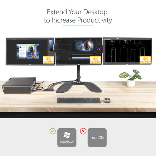 StarTech.com 3 Port Multi Monitor Adapter - DisplayPort 1.4 to 3x 4K DisplayPort Video Splitter - Dual or Triple 4K - Laptop/Desktop DisplayPort MST Hub for Multiple Monitors - For Windows PCs Only