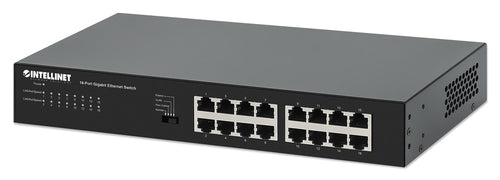 Intellinet 16-Port Gigabit Ethernet Switch 16 x 10/100/1000 Mbps RJ45 Ports, Green Ethernet / IEEE 802.3az Energy Efficient Ethernet, Desktop Format, Includes Optional 19" Rackmount Brackets