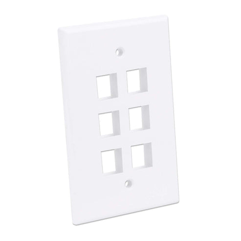 Intellinet 6-Outlet Oversized Keystone Wall Plate, White