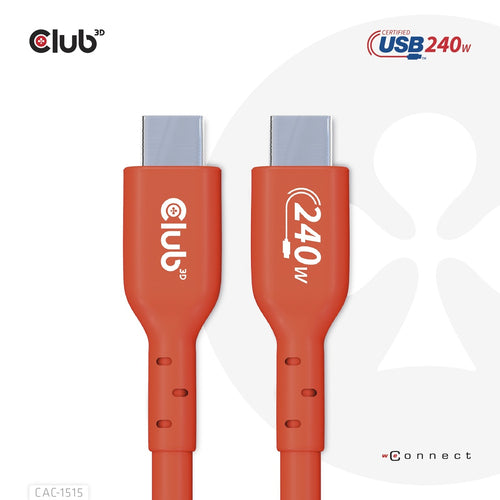 CLUB3D USB2 Type-C Bi-Directional USB-IF Certified Cable Data 480Mb, PD 240W(48V/5A) EPR M/M 4m / 13.13ft