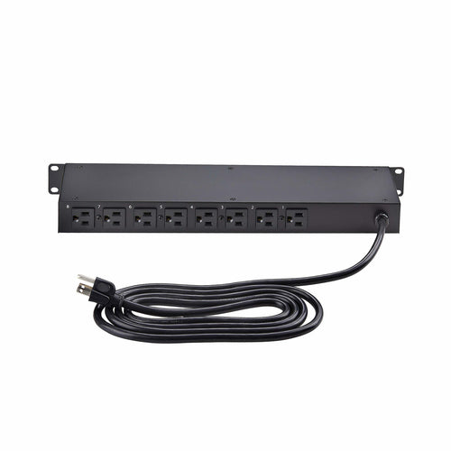StarTech.com 8-Outlet Horizontal Rack Mount PDU, 1U Power Strip, Individual Outlet On/Off Switches with Covers, 15A Circuit Breaker, 8ft/2.4m Cord, NEMA 5-15P/R
