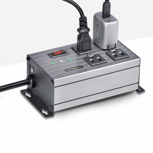 StarTech.com 4-Outlet Industrial Power Strip 125V/15A, EMI/RFI Isolation, Surge Protection, Mountable PDU, Attached 8ft/2.4m Power Cord, NEMA 5-15P/R, UL Listed