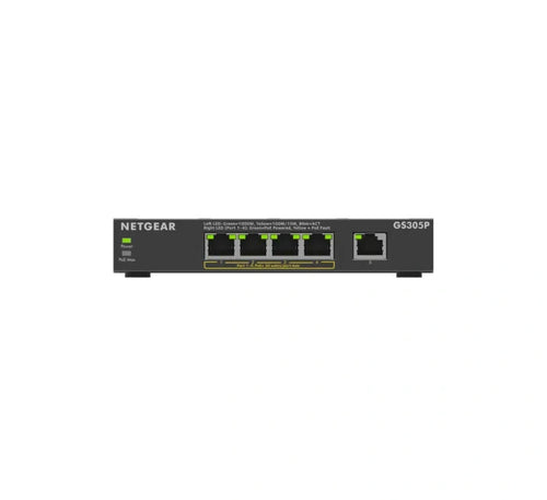 NETGEAR GS305P Unmanaged Gigabit Ethernet (10/100/1000) Power over Ethernet (PoE) Desktop/Wall-Mounting Black