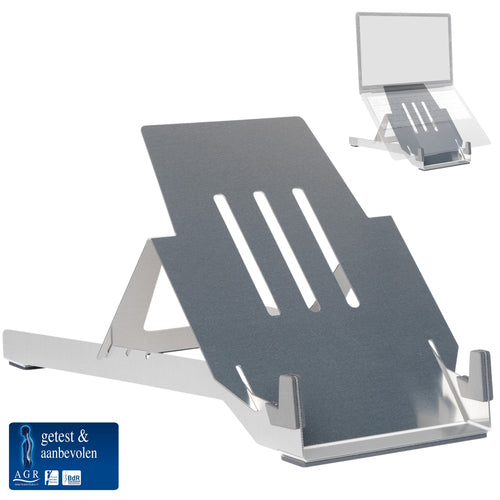 R-Go Tools Laptop holder R-Go Riser Basic, foldable and adjustable laptop riser, aluminum, silver