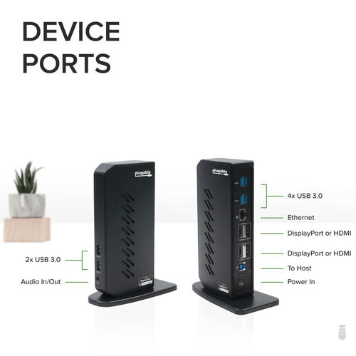 Plugable Technologies UD-6950Z laptop dock/port replicator Docking USB 3.2 Gen 1 (3.1 Gen 1) Type-C Black
