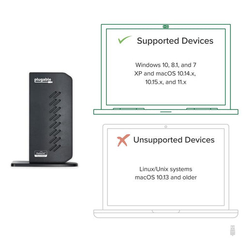 Plugable Technologies UD-3900Z laptop dock/port replicator Docking USB 3.2 Gen 1 (3.1 Gen 1) Type-C Black