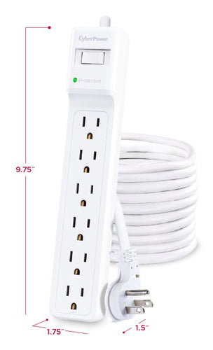 CyberPower B625 surge protector White 6 AC outlet(s) 125 V 7.6 m