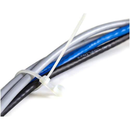 StarTech.com 8"(20cm) Cable Ties with Mounting Hole - 1/8"(4mm) wide, 2"(52mm) Bundle Diameter, 50lb(22kg) Tensile Strength, Nylon 66 Self Locking Ties w/Screw Hole, UL Listed, 100 Pack