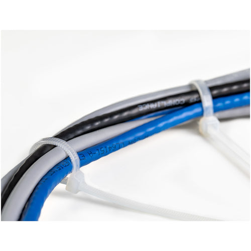 StarTech.com 10"(25cm) Cable Ties - 1/8"(4mm) wide, 2-5/8"(68mm) Bundle Diameter, 50lb(22kg) Tensile Strength, Nylon Self Locking Zip Ties w/Curved Tip, 94V-2/UL Listed, 1000 Pack - White