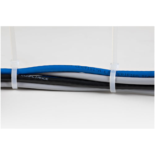StarTech.com 8"(20cm) Cable Ties - 1/8"(4mm) wide, 2-1/8"(55mm) Bundle Diameter, 50lb(22kg) Tensile Strength, Nylon Self Locking Zip Ties with Curved Tip - 94V-2/UL Listed, 100 Pack - White