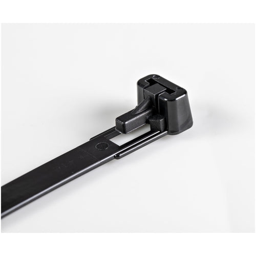 StarTech.com 8"(20cm) Reusable Cable Ties - 1/4"(7mm) wide, 1-7/8"(50mm) Bundle Dia. 50lb(22kg) Tensile Strength, Releasable Nylon Ties, Indoor/Outdoor, 94V-2/UL Listed, 100 Pack - Black
