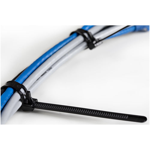 StarTech.com 8"(20cm) Reusable Cable Ties - 1/4"(7mm) wide, 1-7/8"(50mm) Bundle Dia. 50lb(22kg) Tensile Strength, Releasable Nylon Ties, Indoor/Outdoor, 94V-2/UL Listed, 100 Pack - Black