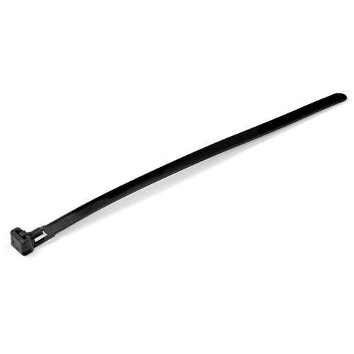 StarTech.com 8"(20cm) Reusable Cable Ties - 1/4"(7mm) wide, 1-7/8"(50mm) Bundle Dia. 50lb(22kg) Tensile Strength, Releasable Nylon Ties, Indoor/Outdoor, 94V-2/UL Listed, 100 Pack - Black
