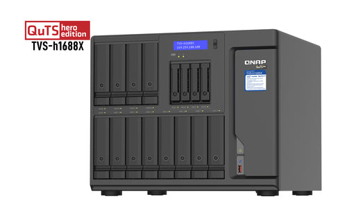 QNAP TVS-h1688X NAS Tower Intel® Xeon® W-1250 32 GB DDR4 0 TB QuTS hero Black