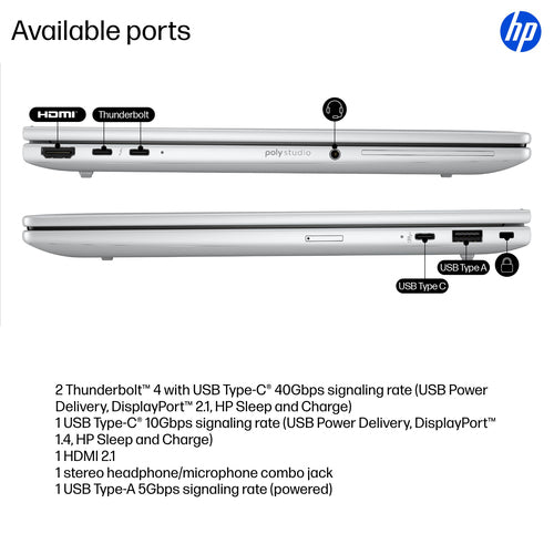 HP EliteBook 8 G1i AI PC Intel Core Ultra 7 265U Laptop 33.8 cm (13.3") WUXGA 32 GB LPDDR5x-SDRAM 1 TB SSD Wi-Fi 7 (802.11be) Windows 11 Pro Silver