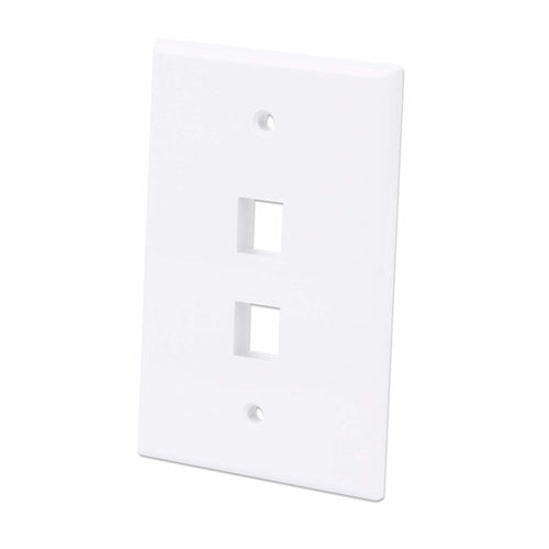 Intellinet 2-Outlet Oversized Keystone Wall Plate, White