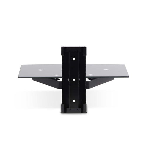 StarTech.com Floating Wall-Mounted AV Shelf, Adjustable Height Shelf For Under TV, Organize A/V Equipment On Black Tempered Glass Shelf