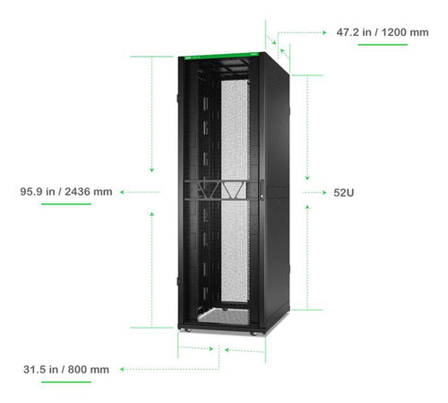 APC NetShelter SX, Server Rack Enclosure, Gen 2, 52U, 2436H x 800W x 1200D mm, with Sides, Black
