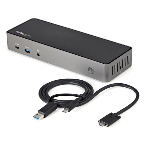 StarTech.com USB-C & USB-A Dock - Hybrid Universal Triple Monitor Laptop Docking Station w/ DisplayPort & HDMI 4K 60Hz - 85W Power Delivery, 6x USB Hub, GbE, Audio - USB 3.1 Gen 2 10Gbps