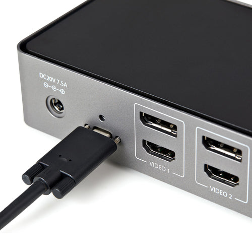 StarTech.com USB-C & USB-A Dock - Hybrid Universal Triple Monitor Laptop Docking Station w/ DisplayPort & HDMI 4K 60Hz - 85W Power Delivery, 6x USB Hub, GbE, Audio - USB 3.1 Gen 2 10Gbps
