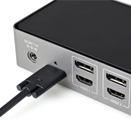 StarTech.com USB-C & USB-A Dock - Hybrid Universal Triple Monitor Laptop Docking Station w/ DisplayPort & HDMI 4K 60Hz - 85W Power Delivery, 6x USB Hub, GbE, Audio - USB 3.1 Gen 2 10Gbps