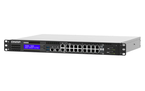 QNAP QGD-1602P Managed L2 2.5G Ethernet (100/1000/2500) Power over Ethernet (PoE) Black, Grey