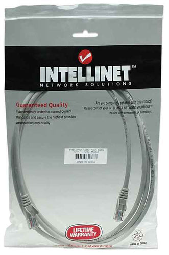 Intellinet Network Patch Cable, Cat5e, 15m, Grey, CCA, U/UTP, PVC, RJ45, Gold Plated Contacts, Snagless, Booted, Lifetime Warranty