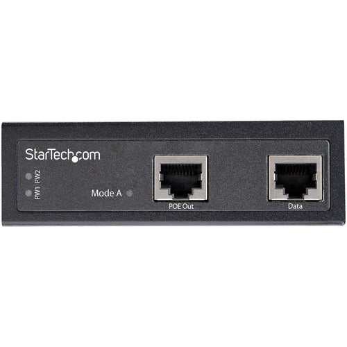 StarTech.com Industrial Gigabit Ethernet PoE Injector - 30W 802.3at PoE+ Midspan 48V-56VDC DIN Rail Power Over Ethernet Injector Adapter - -40C to +75C Cameras/Sensors/WiFi Access