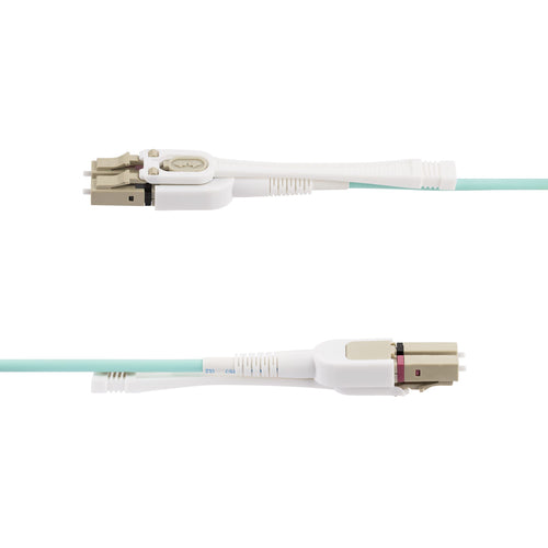 StarTech.com 10m (32.8ft) LC to LC (UPC) OM4 Multimode Fiber Optic Cable w/Push Pull Tabs, 50/125µm, 100G, Bend Insensitive, Low Insertion Loss - LSZH Fiber Jumper Cord
